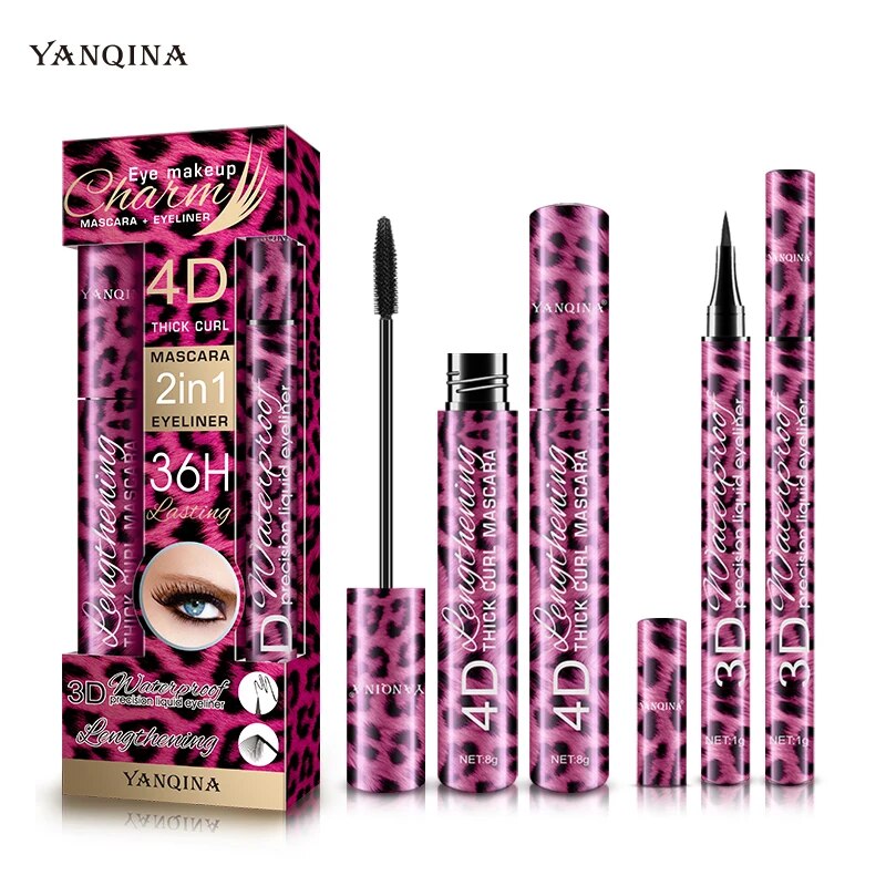 Waterproof Liquid Eyeliner Pencil 4D Mascara Set Cosmetics Curling Thick Eyebrow Pencil Eye Liner M 5