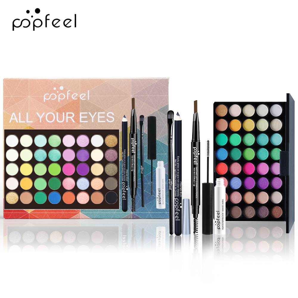 Complete Eye Makeup Set Eyeshadow Palette Mascara Eyeliner Eyebrow Pencil Makeup Kit Box For Gifts 5