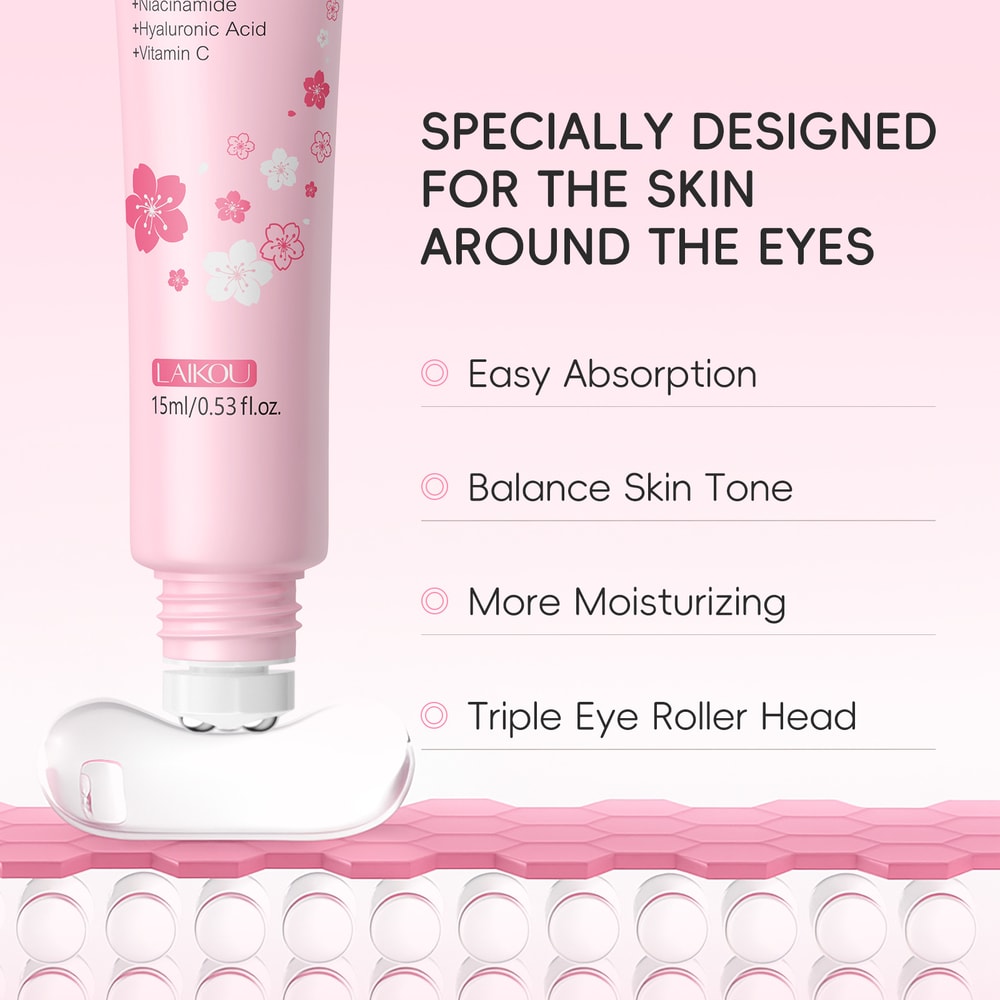 Hyaluronic Acid Sakura Eye Serum Roller for Dark Circles Moisturizing Cream Skin Care Treatment