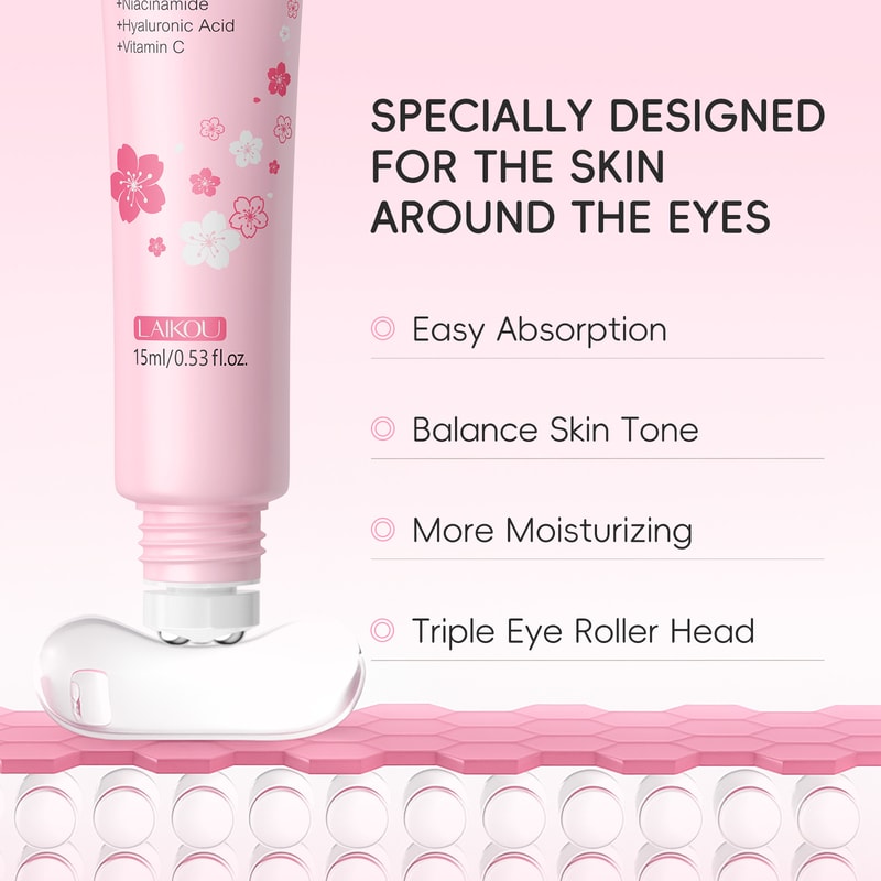 Hyaluronic Acid Sakura Eye Serum Roller for Dark Circles Moisturizing Cream Skin Care Treatment