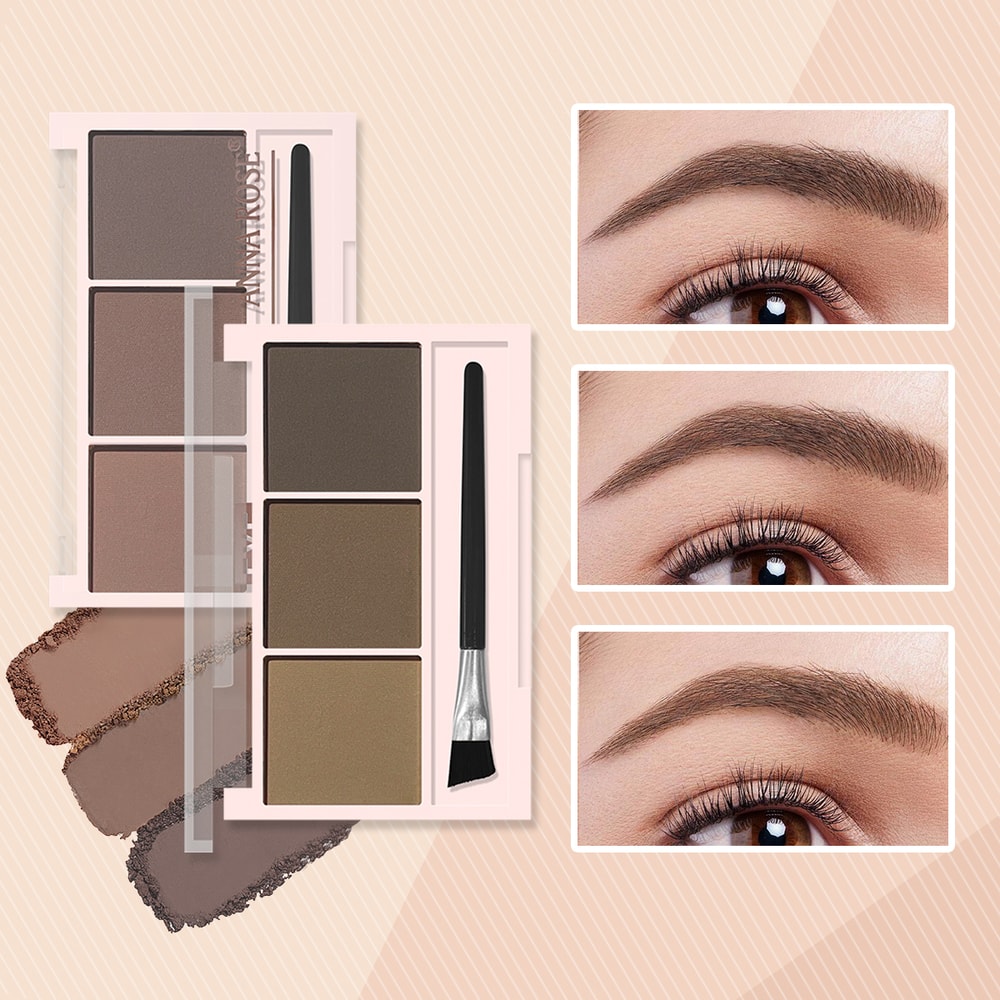 Waterproof Three-Color Eyebrow Powder, Sweat-Proof Long-Lasting Eyebrow Shadow for Natural Three-Dimensional Shape