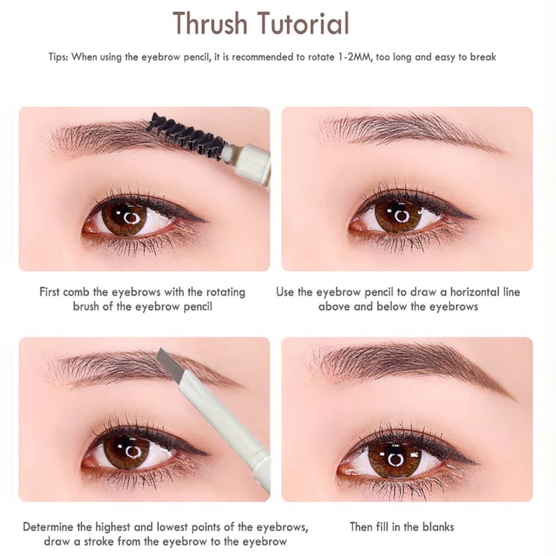 Waterproof ThinHead DoubleEnded Eyebrow Pencil LongLasting AutoRotate Brush Tip Natural Contour 1