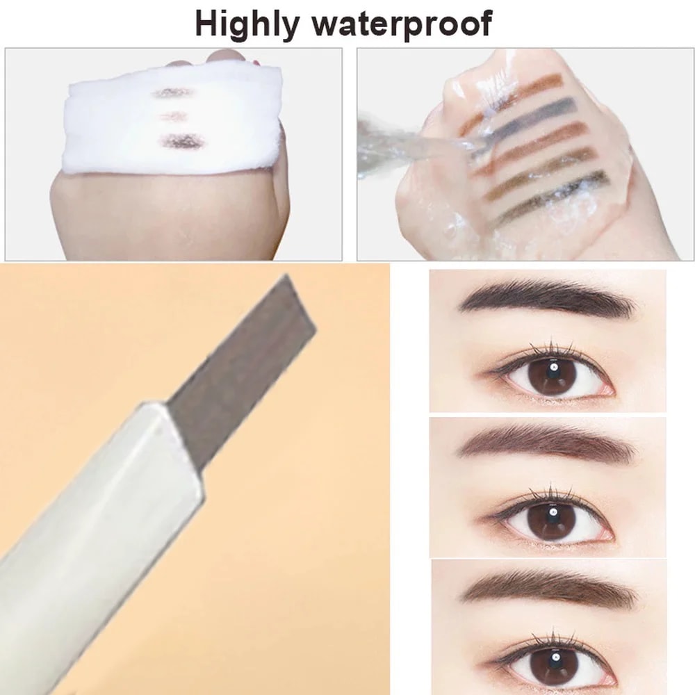 Waterproof ThinHead DoubleEnded Eyebrow Pencil LongLasting AutoRotate Brush Tip Natural Contour 2