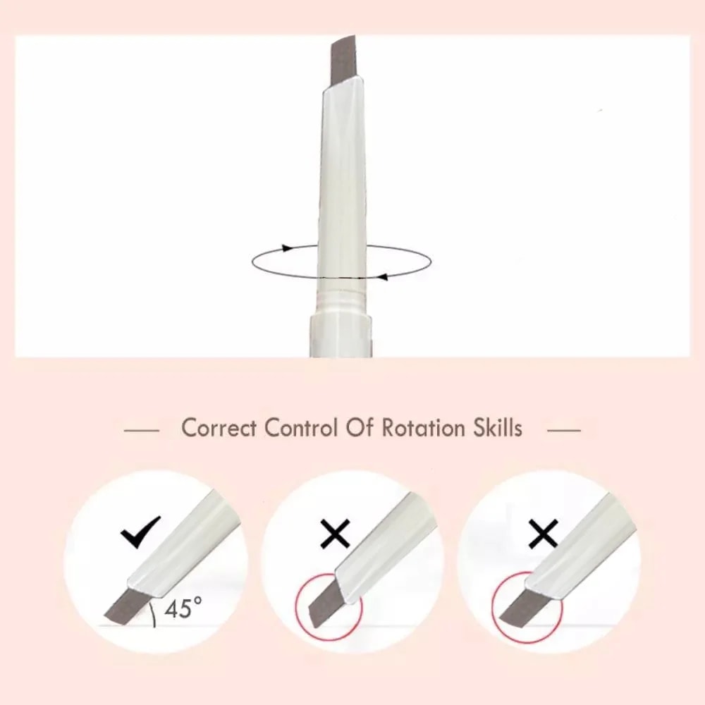 Waterproof ThinHead DoubleEnded Eyebrow Pencil LongLasting AutoRotate Brush Tip Natural Contour 4