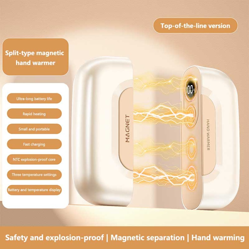 Mini Portable USB Rechargeable Magnetic Hand Warmer Digital Display Fast Charging Pocket Heater 4