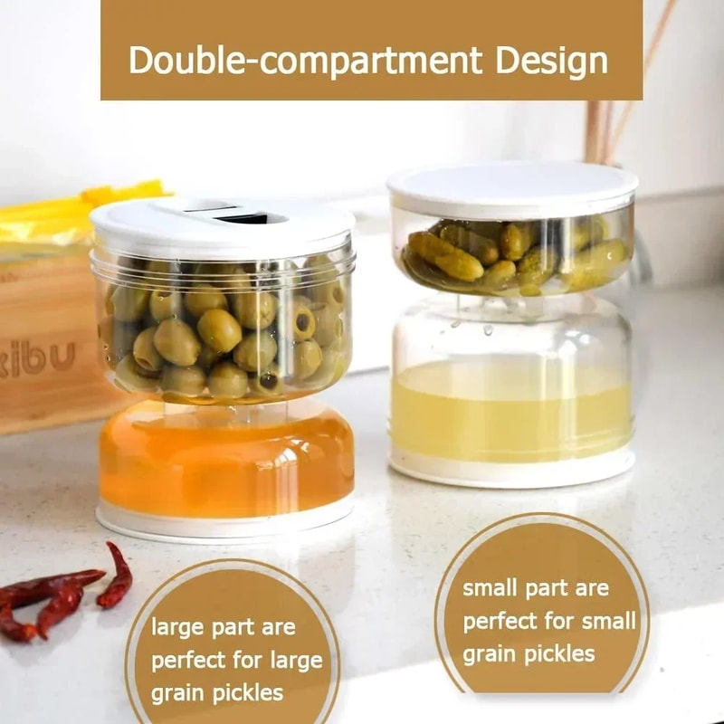 Pickle Jar For Home Wet And Dry Separation With Flip Container Sealed Hourglass Design For Olives W 2
