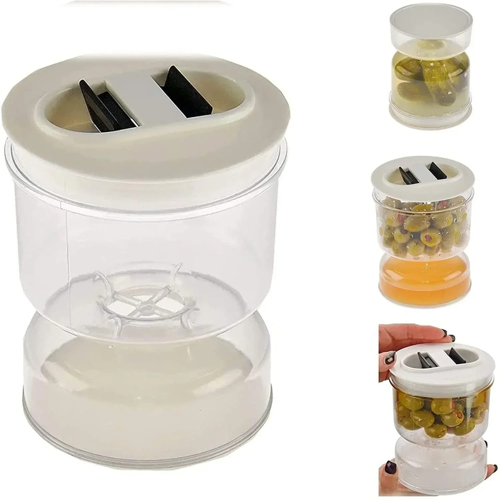 Pickle Jar For Home Wet And Dry Separation With Flip Container Sealed Hourglass Design For Olives W 0