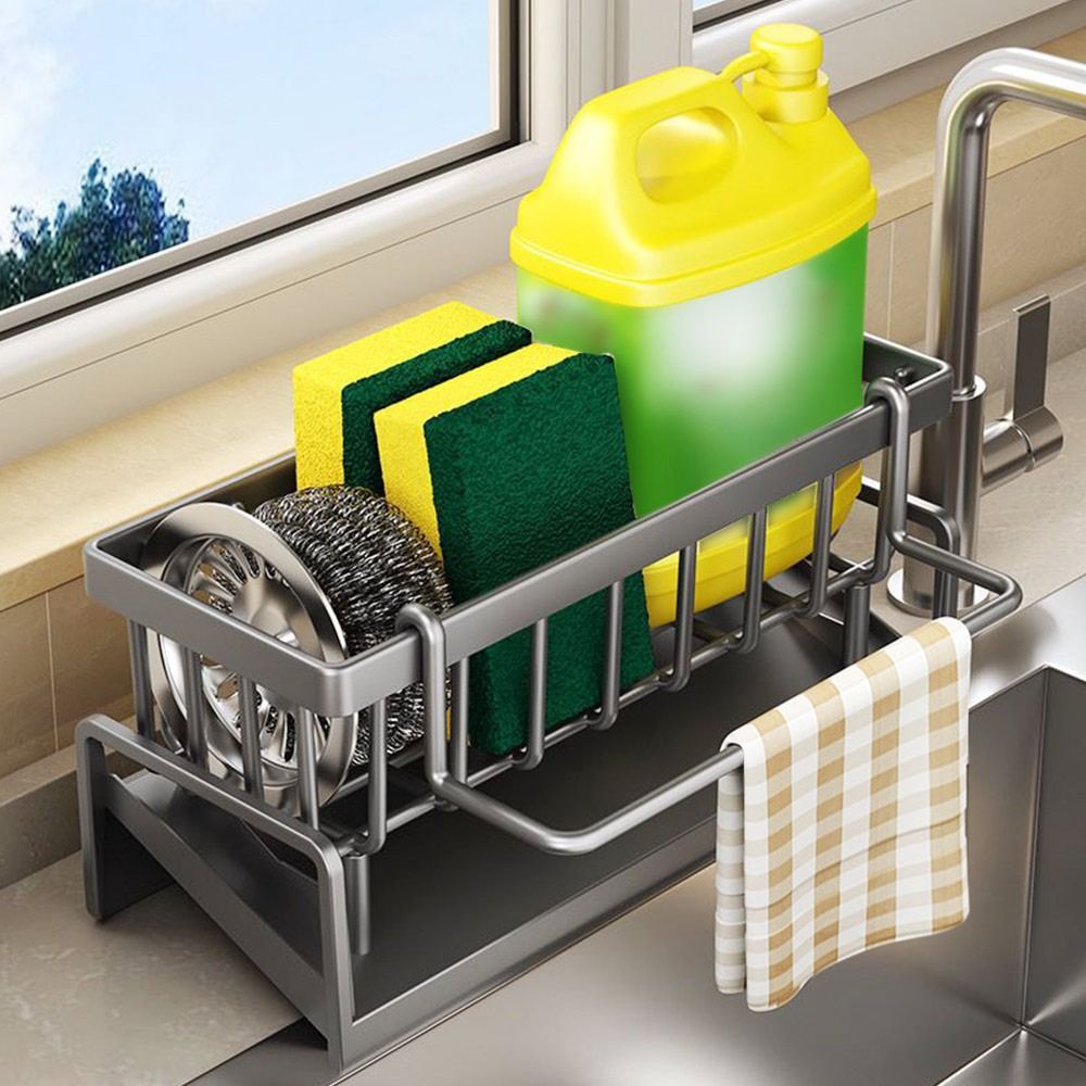 Selfdraining Kitchen Storage Rack Sink Shelf Sponge Holder Organizer Hanging Soap Basket Bathroom C 5