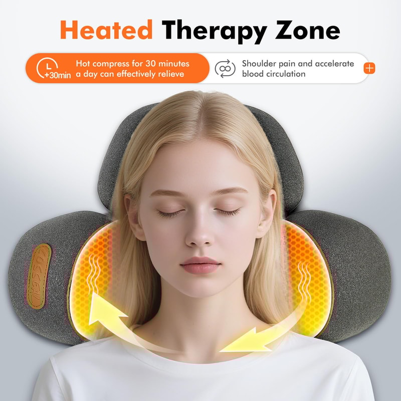 Neck Massager Pillow For Shoulder Deep Tissue Hump Corrector With Heating And Traction Function For 3