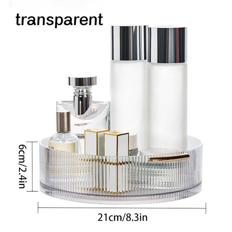 Rotating Turntable Desktop Storage Box, Rotating Cosmetic Storage Box, Large Capacity Round Transparent Tray