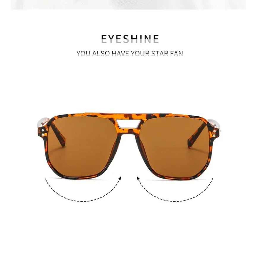 Vintage Square Sunglasses for Women Men Thick Frame Double Bridges Eyewear Female Chic Polygon Sun G