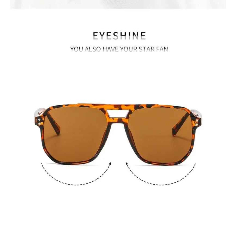 Vintage Square Sunglasses for Women Men Thick Frame Double Bridges Eyewear Female Chic Polygon Sun G