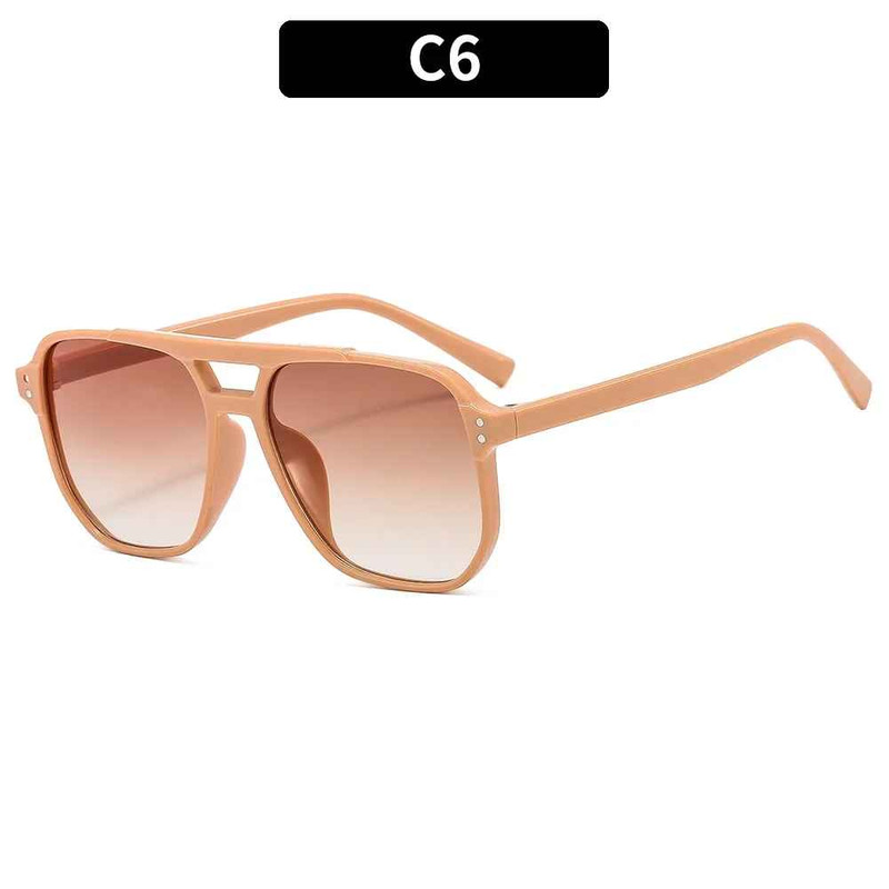 Vintage Square Sunglasses for Women Men Thick Frame Double Bridges Eyewear Female Chic Polygon Sun G