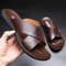 Men Genuine Leather Slippers NonSlip Beach Sandals for Casual Luxury Fashion