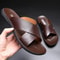 Men Genuine Leather Slippers NonSlip Beach Sandals for Casual Luxury Fashion