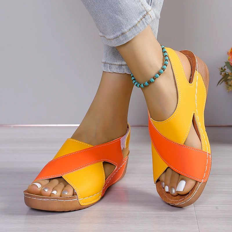 Comfortable Platform Wedge Sandals for Women Summer Peep Toe Roman Sandalias Orthopedic Beach Shoes