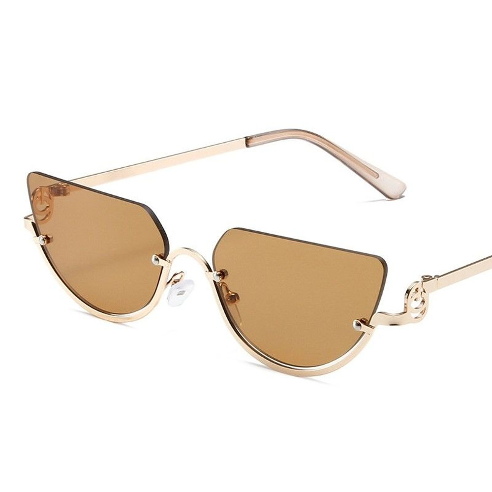 Cross Border Trendy Sunglasses Womens Half Frame Cat Eye Sunglasses Unique Style for Outdoor  Com