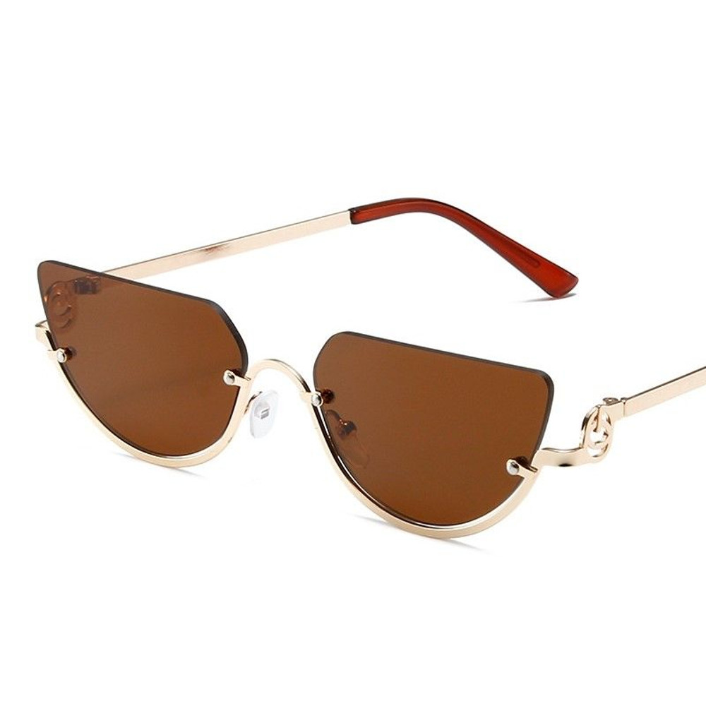 Cross Border Trendy Sunglasses Womens Half Frame Cat Eye Sunglasses Unique Style for Outdoor  Com