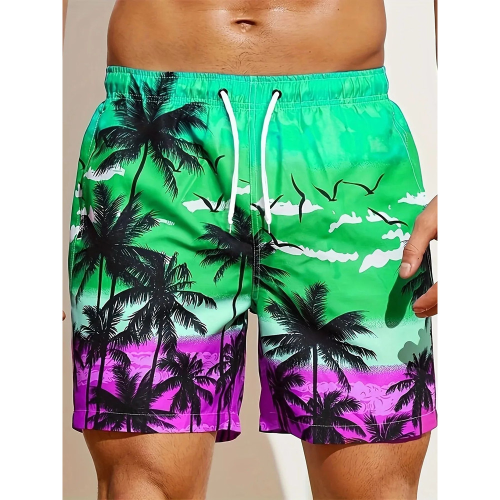Stylish 3D Print Coconut Beach Shorts for Men  Perfect Summer Shorts for Casual  Tropical Outings