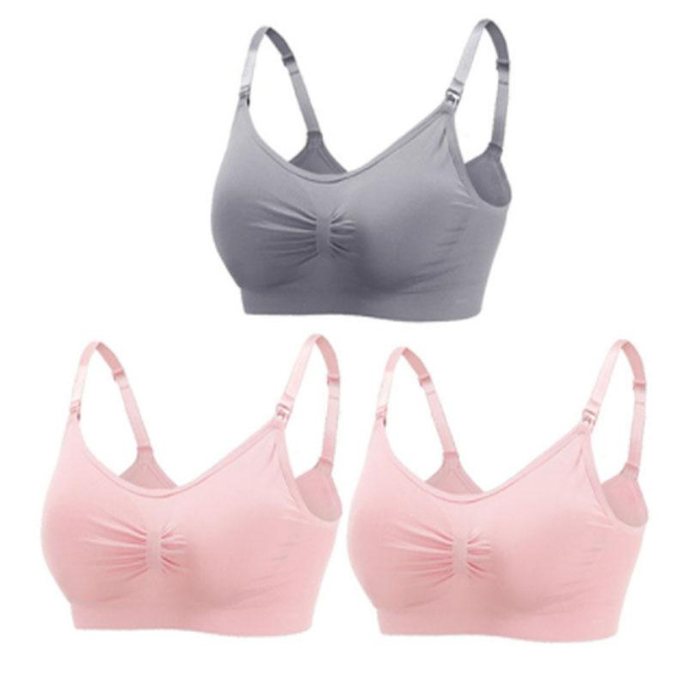 3 Piece Seamless Nursing Bras, High Quality Maternity & Breastfeeding Bra with Breathable Cotton & Push Up Support