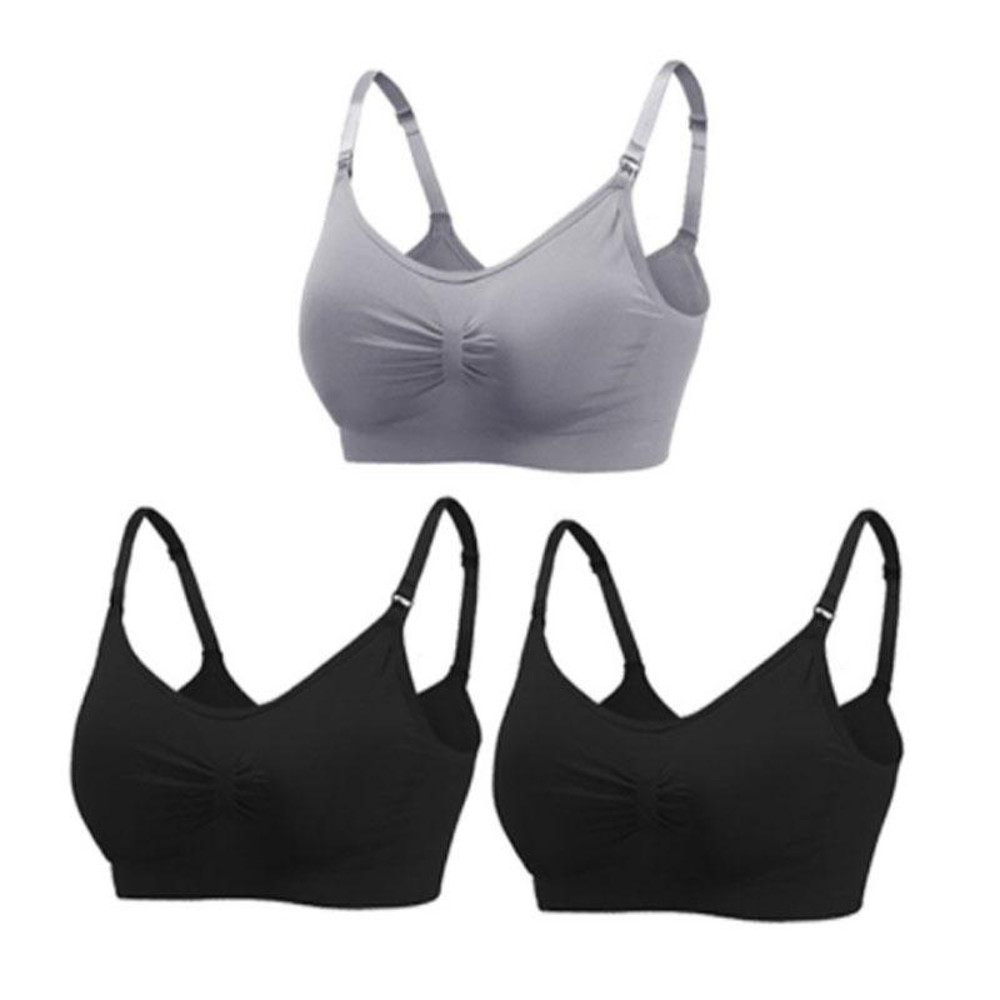3 Piece Seamless Nursing Bras, High Quality Maternity & Breastfeeding Bra with Breathable Cotton & Push Up Support