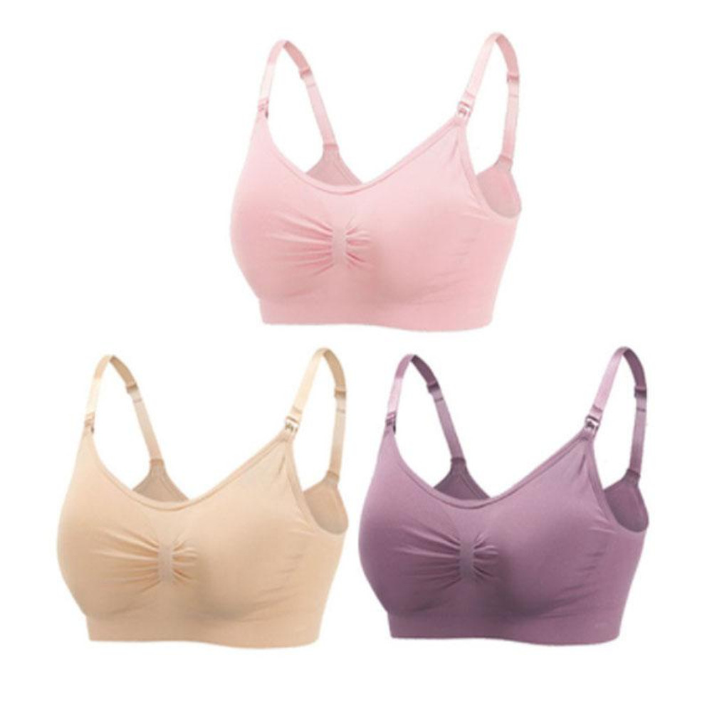 3 Piece Seamless Nursing Bras, High Quality Maternity & Breastfeeding Bra with Breathable Cotton & Push Up Support