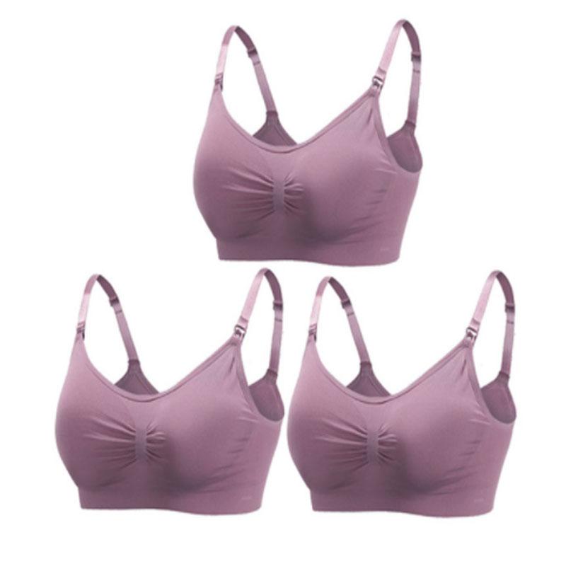 3 Piece Seamless Nursing Bras, High Quality Maternity & Breastfeeding Bra with Breathable Cotton & Push Up Support