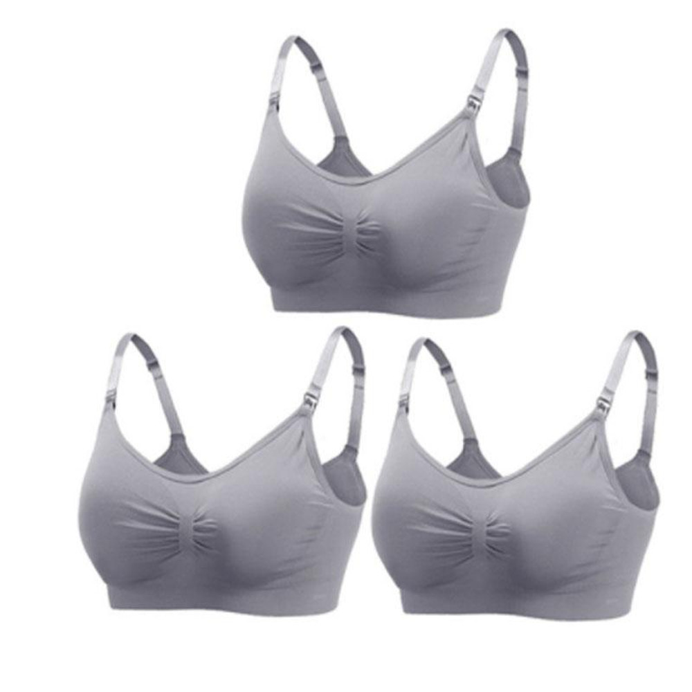3 Piece Seamless Nursing Bras, High Quality Maternity & Breastfeeding Bra with Breathable Cotton & Push Up Support