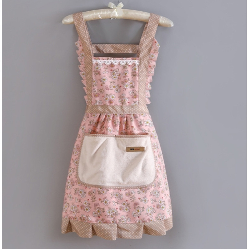 Lovely Canvas Apron for Female Household Breathable Antifouling Perfect for Kitchen Cleaning