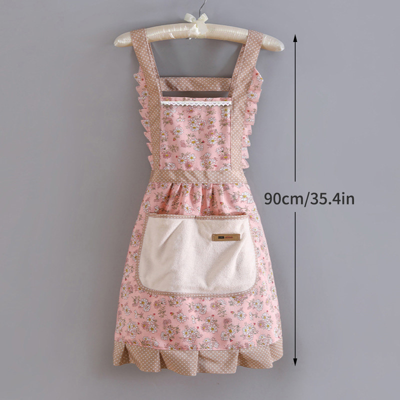 Lovely Canvas Apron for Female Household Breathable Antifouling Perfect for Kitchen Cleaning