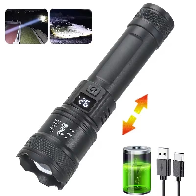 Super Bright LED Flashlight USB Rechargeable Tactical Torch Waterproof LongRange Outdoor Camping