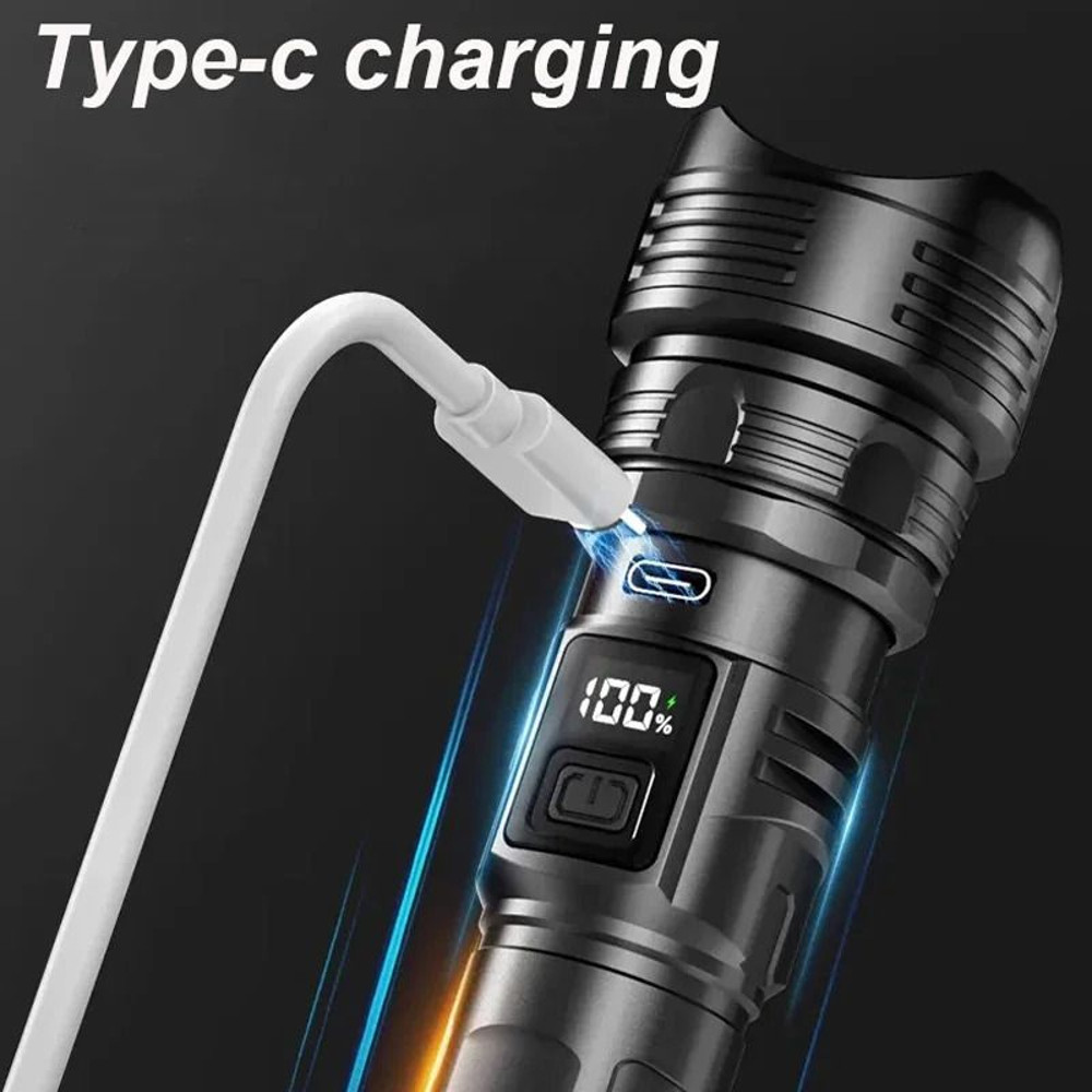 Super Bright LED Flashlight USB Rechargeable Tactical Torch Waterproof LongRange Outdoor Camping