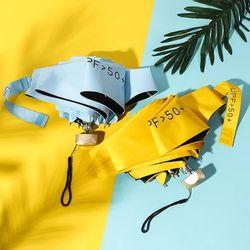 mini sun umbrella, pocket rain umbrella with uv protection, windproof & waterproof folding capsule parasol