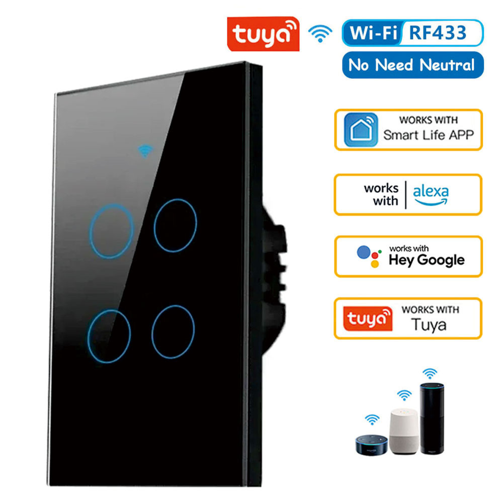 Smart Wall Switch WiFi Enabled No Neutral Wire Required RF433 Touch Sensor Voice Control Via Alexa  7