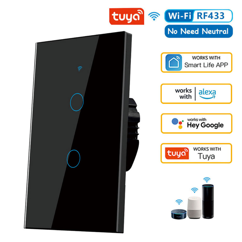 Smart Wall Switch WiFi Enabled No Neutral Wire Required RF433 Touch Sensor Voice Control Via Alexa  9