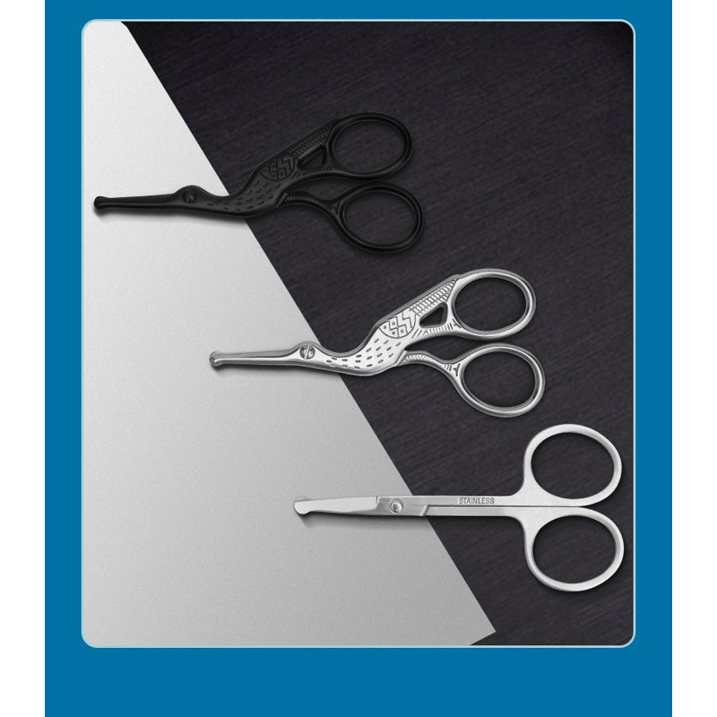 Premium Round Head Stainless Steel Nose Hair Scissors Multi Use Grooming Tool For Eyebrows Beard  E 3
