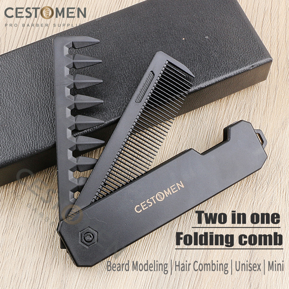 2 In 1 Pocket Folding Comb Wide Tooth  Dense Tooth Beard Comb For Barber Hair Clipper  Salon Stylin 2