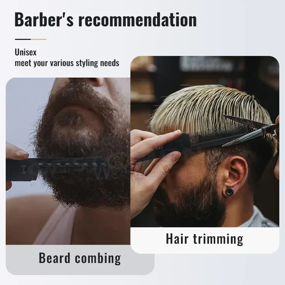 2 In 1 Pocket Folding Comb Wide Tooth  Dense Tooth Beard Comb For Barber Hair Clipper  Salon Stylin 4