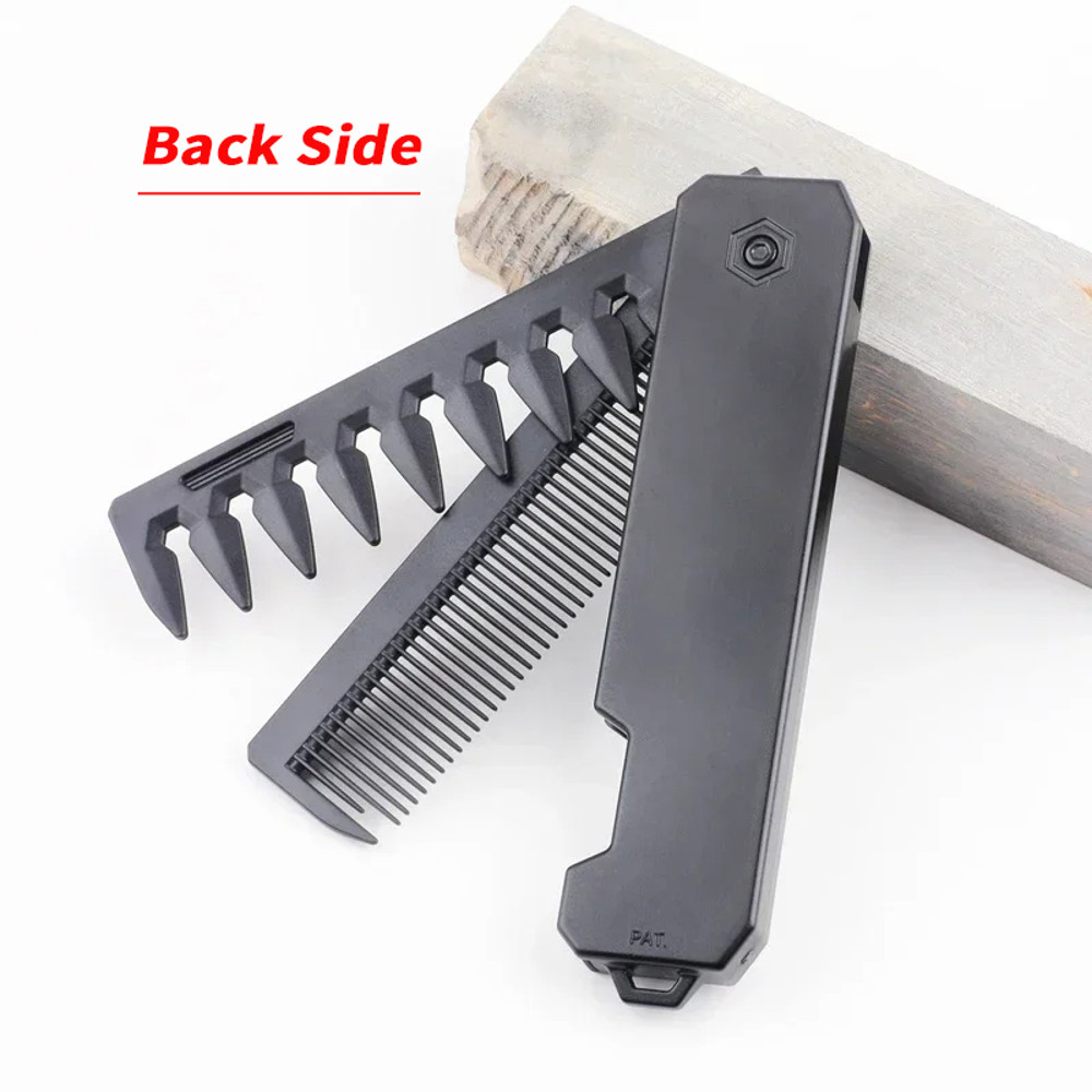 2 In 1 Pocket Folding Comb Wide Tooth  Dense Tooth Beard Comb For Barber Hair Clipper  Salon Stylin 5