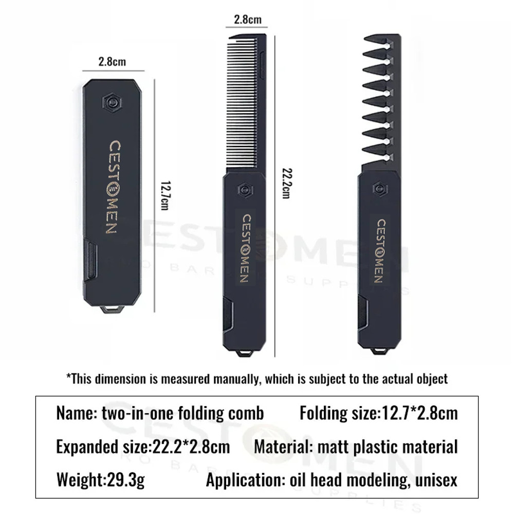 2 In 1 Pocket Folding Comb Wide Tooth  Dense Tooth Beard Comb For Barber Hair Clipper  Salon Stylin 6