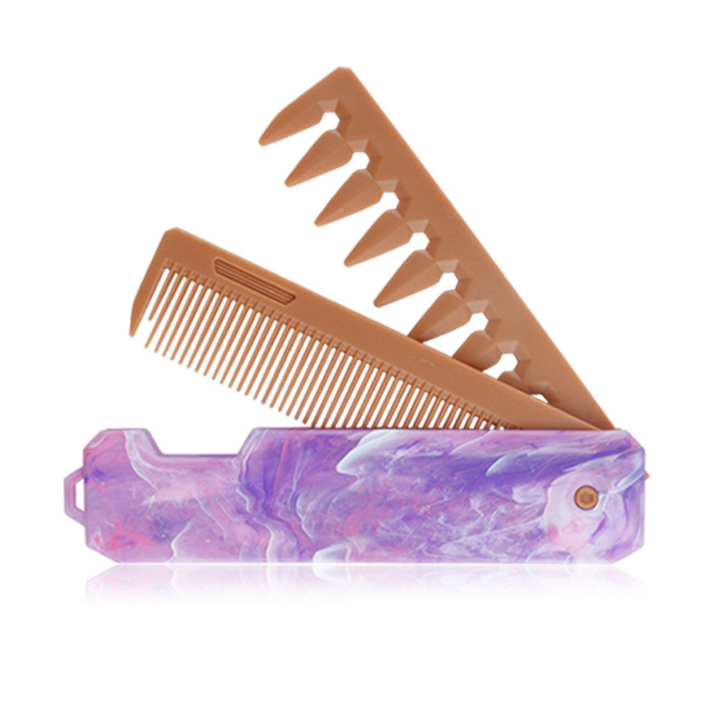 2 In 1 Pocket Folding Comb Wide Tooth  Dense Tooth Beard Comb For Barber Hair Clipper  Salon Stylin 1
