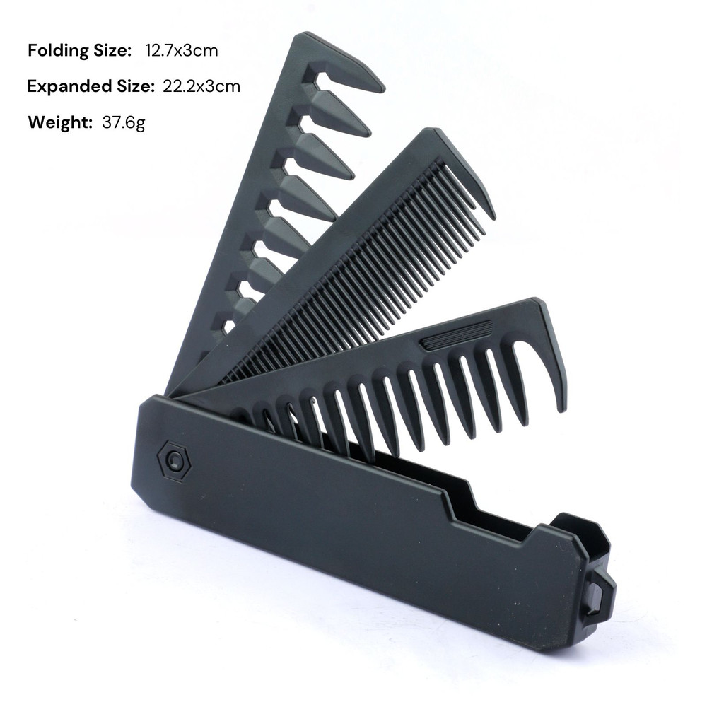 2 In 1 Pocket Folding Comb Wide Tooth  Dense Tooth Beard Comb For Barber Hair Clipper  Salon Stylin 0