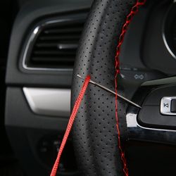 premium car steering wheel cover, diy microfiber leather with needles & braid thread