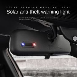 car mini led solar power warning light wireless anti theft night security simulated alarm lamp