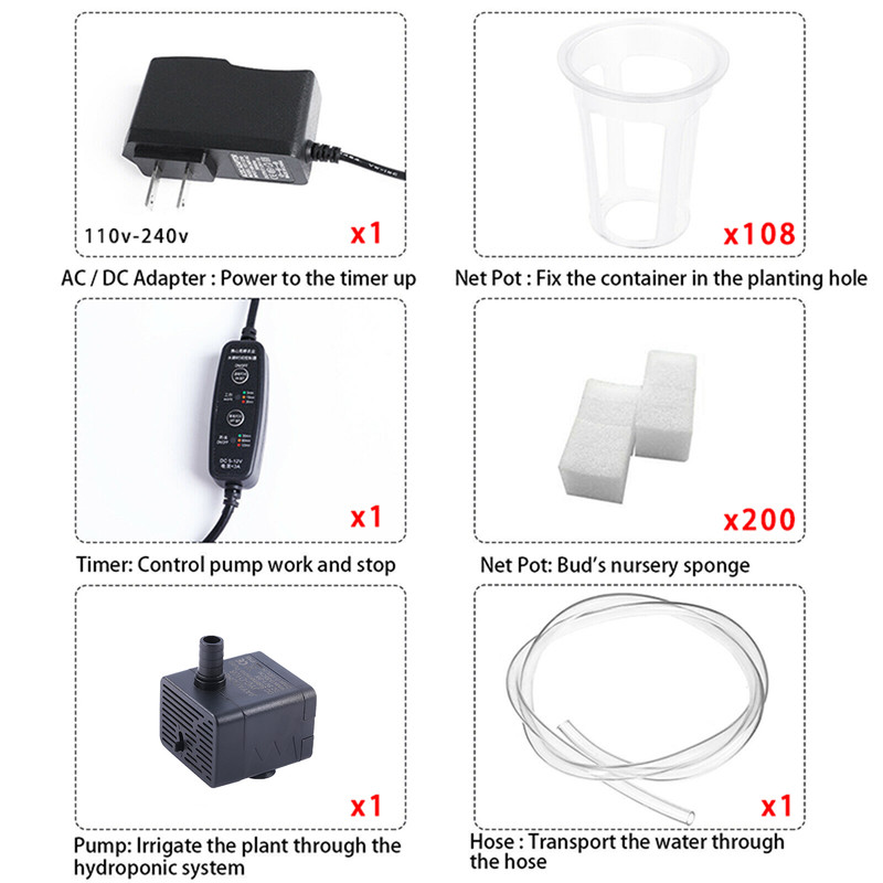 Hydroponics Garden Kit 3 Tier 108 Planting Sites Indoor Outdoor Herb Veggie Growing System Fast Gr 2