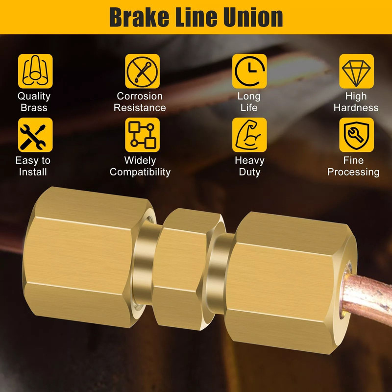 Straight Brass Brake Line Inverted Flare Union Heavy Duty 316 Tube Compression Fitting 12 Pack