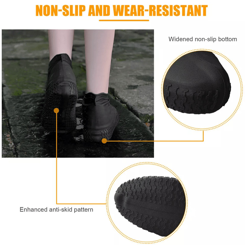 Reusable AntiSlip Rubber Shoe Covers Waterproof Snow Boot Protector For Rainy Days And Outdoor Trav 2