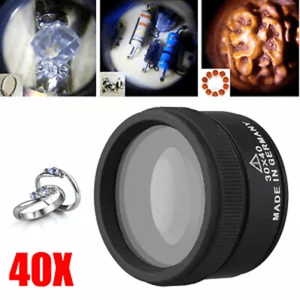40X Magnifying Glass Portable Zinc Alloy Magnifier Lens For Jewelers Coins Stamps And Antiques 0