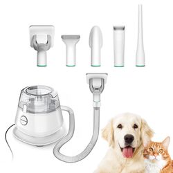 dog & cat grooming kit, hair clippers with built in vacuum,5 attachments for shedding control & painless trimming