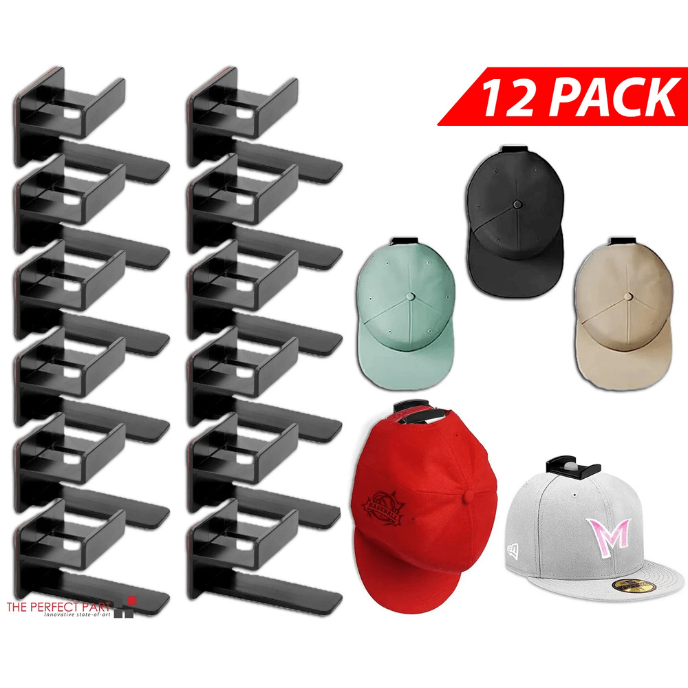 Baseball Cap Hat Rack Wall Door Hanger Holder With 12 Adhesive Hooks Storage Organizer For Hats Cap 0